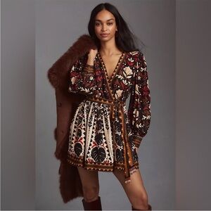 FARM Rio Tapestry Garden Multicolor V- Neckline Mini Dress Sz XL